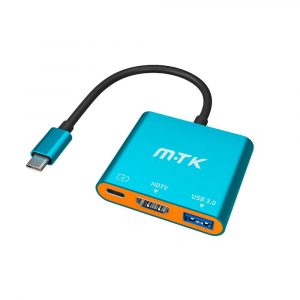 Hub adaptador Type-C a 1x Usb 3.0 / 1x Type-C / 1x HDMI 4K / Cable 12cm / Nintendo Switch / Mac / Iphone 15 / TB1722 / MTK