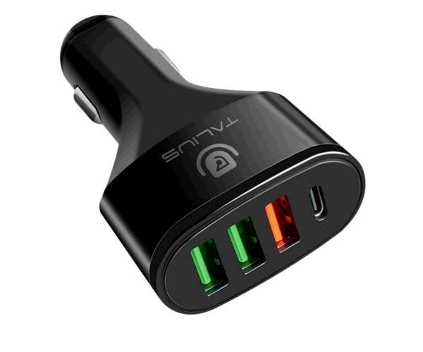 Cargador de coche-mechero Usb x3 + Type-C / Max 51w / Negro / Talius Cha-4012