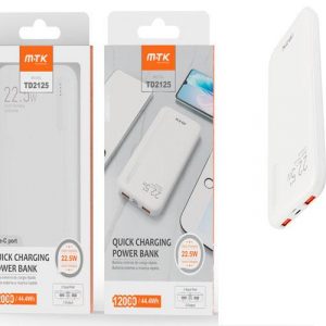 PowerBank TD2125 / 12000 mah / Type-c / MicroUsb / 2x Usb / 22.5w Carga rapida / Blanco / MTK / 0251251