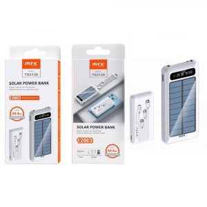PowerBank TD2128 Panel Solar / Type-C / USB / 12000 mah / Type-c / MicroUsb / Usb / Iphone 14 / Blanco / MTK / 0251282