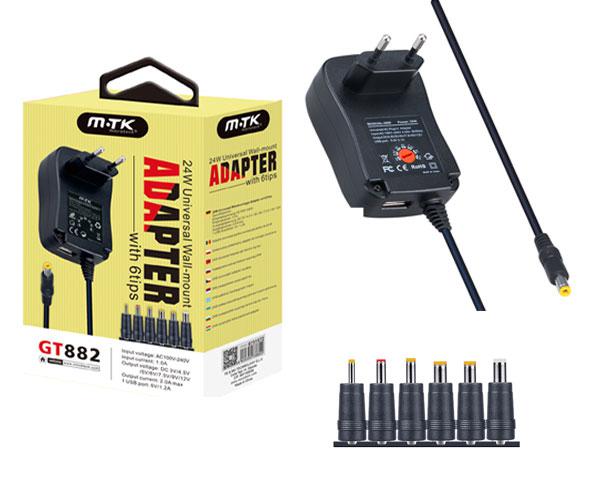 Cargador Universal GT882 - 3v/4.5v/5v/7.5v/9v/12v/ 2a + USB / Monitor / Tablet / Router / Mtk