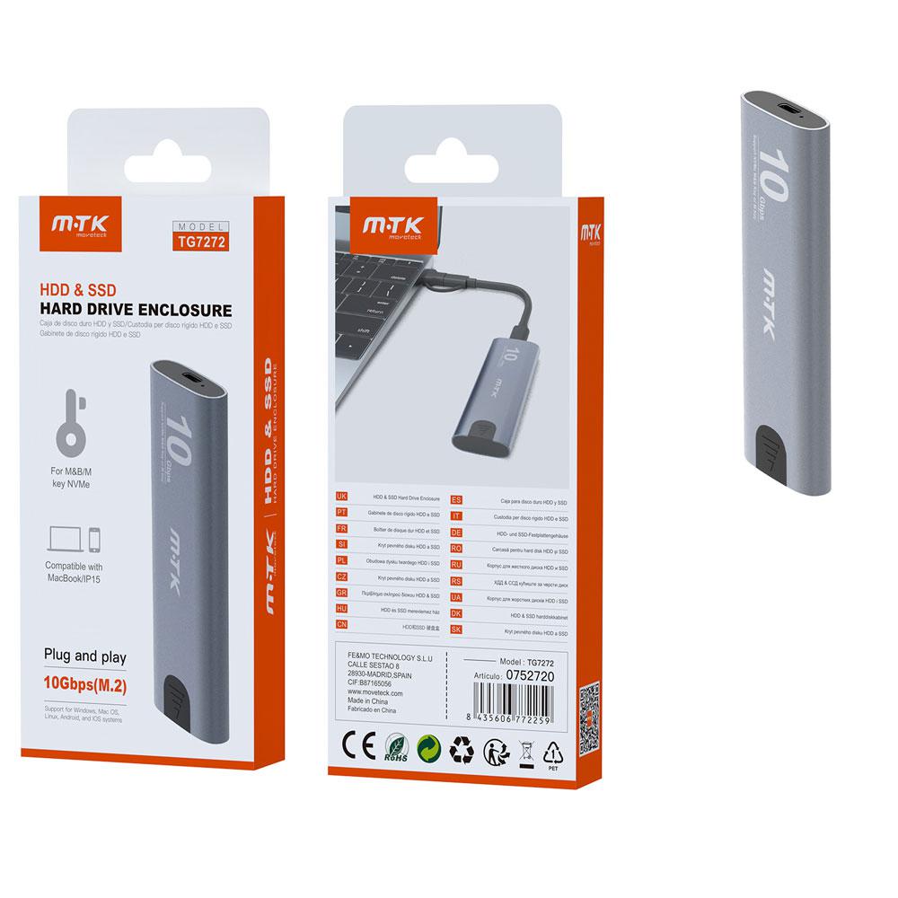 Caja externa SSD NVME Type-C / TG7272 / MTK / Plata / 0752720