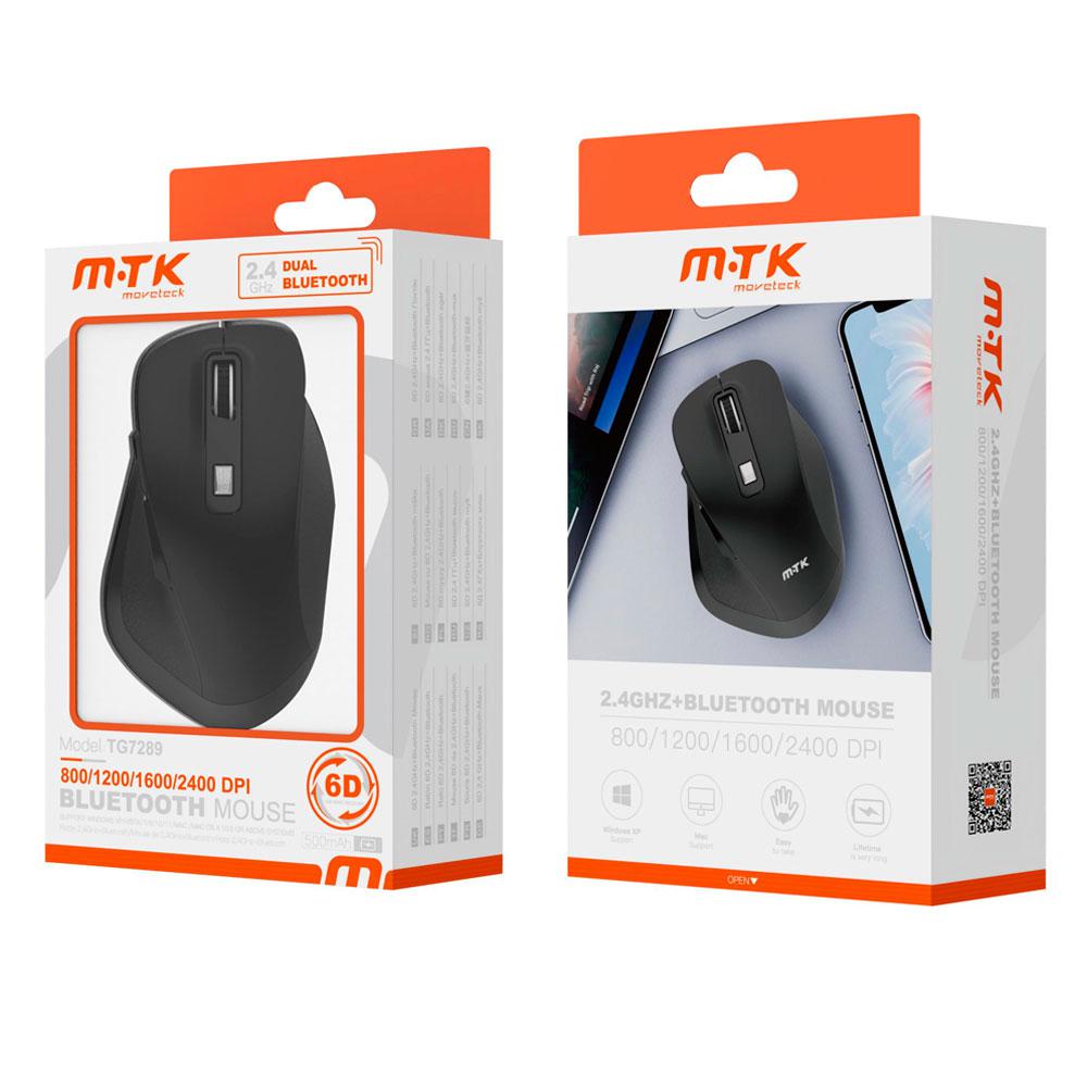 Raton inalámbrico recargable Ergonomico Luxury TG7289 / RF 2.4Ghz / Bluetooth 5.2 / 2400 dpi / 500mah / Negro / MTK - Imagen 2