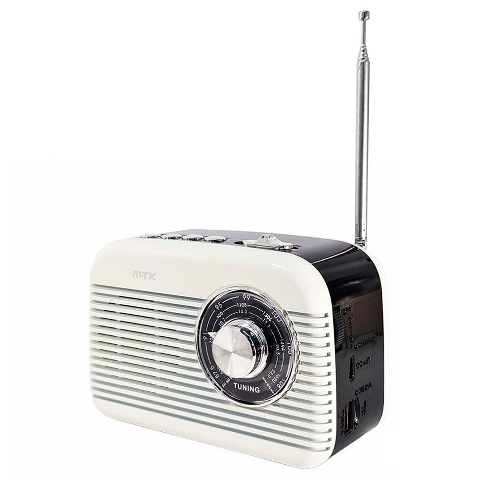 Radio portatil Am-Fm Bluetooth 5.4 con Antena TR9437 / Altavoz externo / Mp3 MicroSD - Usb / Blanco / Mayou / 0954371