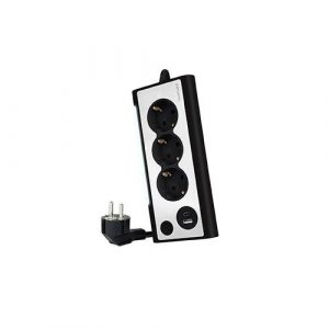 Regleta de Sobremesa con 3 Tomas de Tierra y 2 USB con Luz / Negro / Nanocable 10.37.0013-BK