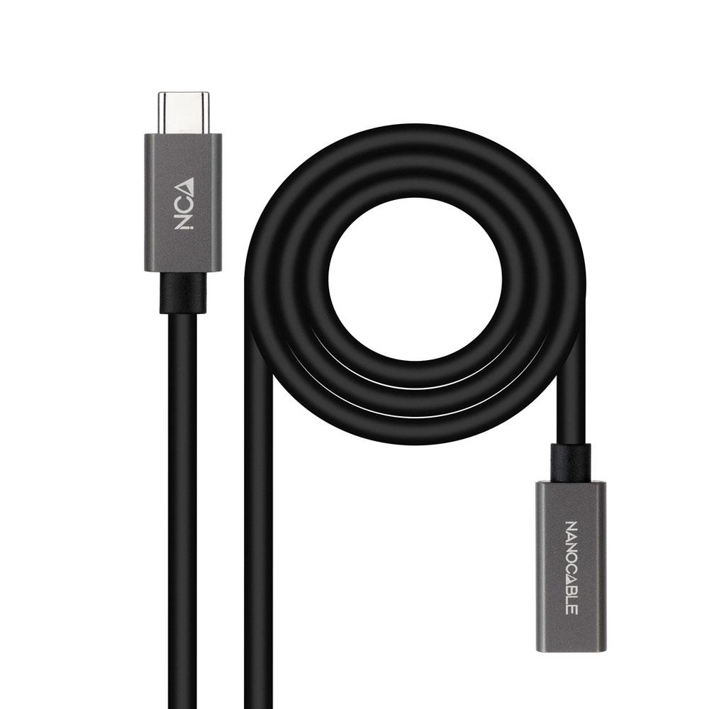 Cable prolongador Type-C M/H / 1m / 3a / USB-C 3.2 Gen2 / 20Gbps / 4K/60Hz / Nanocable 10.01.4401
