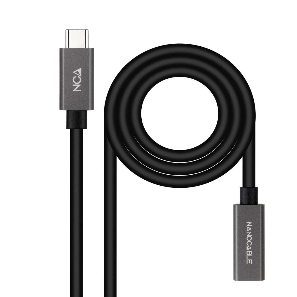 Cable prolongador Type-C M/H / 2m / 3a / USB-C 3.2 Gen2 / 20Gbps / 4K/60Hz / Nanocable 10.01.4402