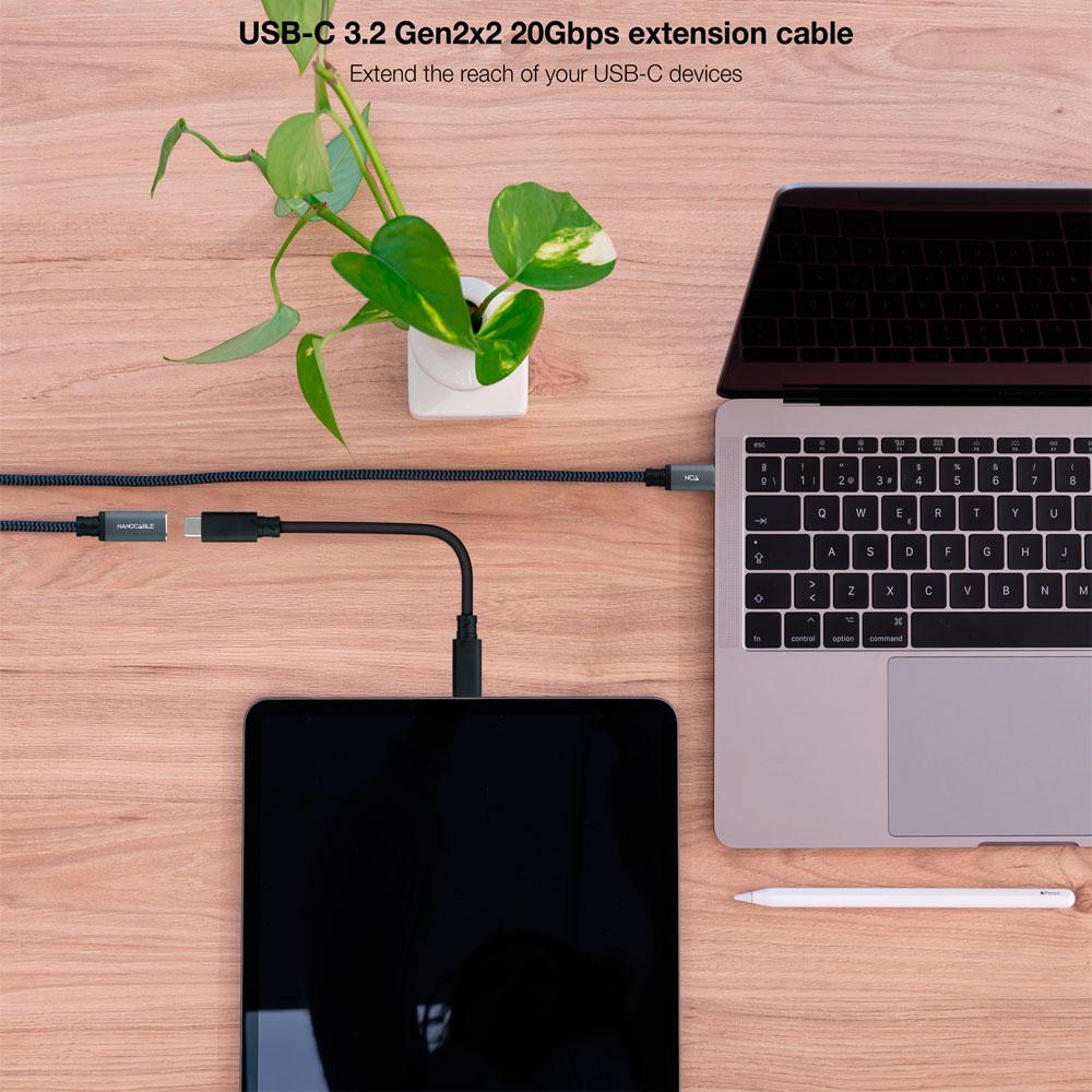 Cable prolongador USB-C 3.2 Gen2x2 M/H / 1.5m / 100W 5A / 4K-60Hz / Nanocable 10.01.4501-L150 - Imagen 3