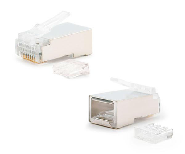 Conector RJ45 8 hilos cat.6 Ftp blindado con guias (pack 10 uds) Nanocable 10.21.0203