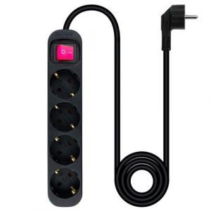 Regleta 4 Tomas Nanocable / Proteccion infantil / Negra / con Interruptor / 10.37.0004-bk