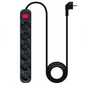 Regleta 6 Tomas Nanocable / Negra / Proteccion infantil / con Interruptor / 10.37.0006-bk