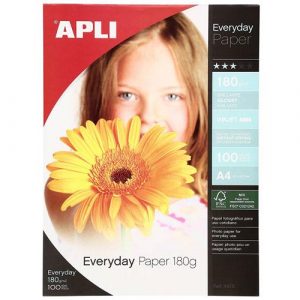 Papel Fotografico Apli A4 / 180 gr./ 100 Hojas / Acabado brillante / 11475