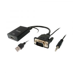 Cable adaptador VGA a HDMI M/H + Audio + Usb / Negro / Equip 119038