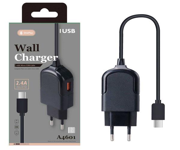Cargador de red Micro Usb + Usb / negro / Triton a4601 / One+