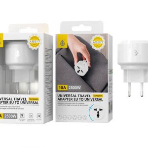 Adaptador enchufe internacional de viaje US/EU/UK A5517 Blanco