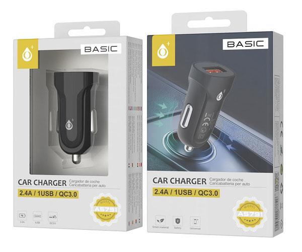Cargador de coche-mechero Usb / 12w / Negro / A5791 / One+ - Imagen 2