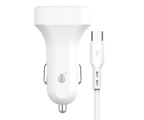 Cargador de coche-mechero con cable Type-C / 2xUsb / 5v 2.4a / A6264 / Blanco / One+