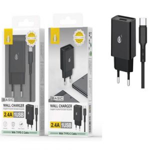 Cargador de red Usb + Cable Type-C / 12w / Negro / NA0348 One+