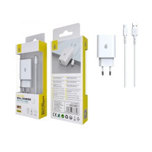 Cargador rápido de red Berta Usb + Cable Type-C / 18W / 3.4 A / Blanco / NA0395 / One+