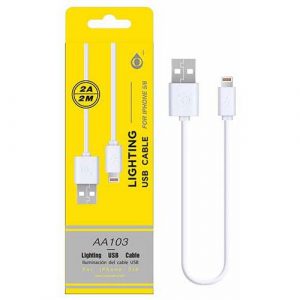 Cable datos USB 2.0 a Lightning IPhone 5-12 / 2m / 2.4a / AA103 / Blanco / One+