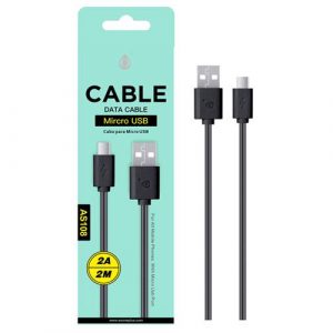 Cable datos USB 2.0 a Micro USB / 2m / 2a / AS108/ Negro / ONE+
