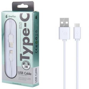 Cable datos USB 2.0 a Type-C / 2m / 2.4a / B2521 / Blanco / ONE+