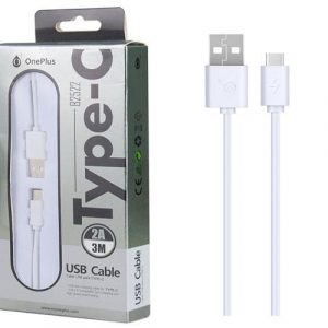 Cable datos USB 2.0 a Type-C / 3m / 2.4a / B2522 /  Blanco / One+