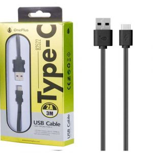 Cable datos USB 2.0 a Type-C / 3m / 2.4a / B2522 / Negro / One+