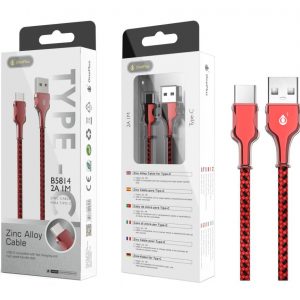 Cable datos USB 2.0 a Type-C / 1m / 2a / Zync Alloy Ulises / B5814 / Rojo / One+