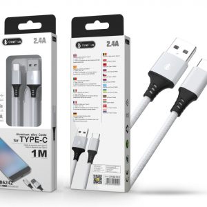 Cable datos USB 2.0 a Type-C / 1m / 2.4a / Aluminio / B6242 / Blanco / ONE+