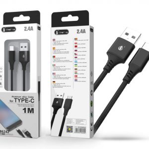 Cable datos USB 2.0 a Type-C / 1m / 2.4a / Aluminio / B6242 / Negro / One+