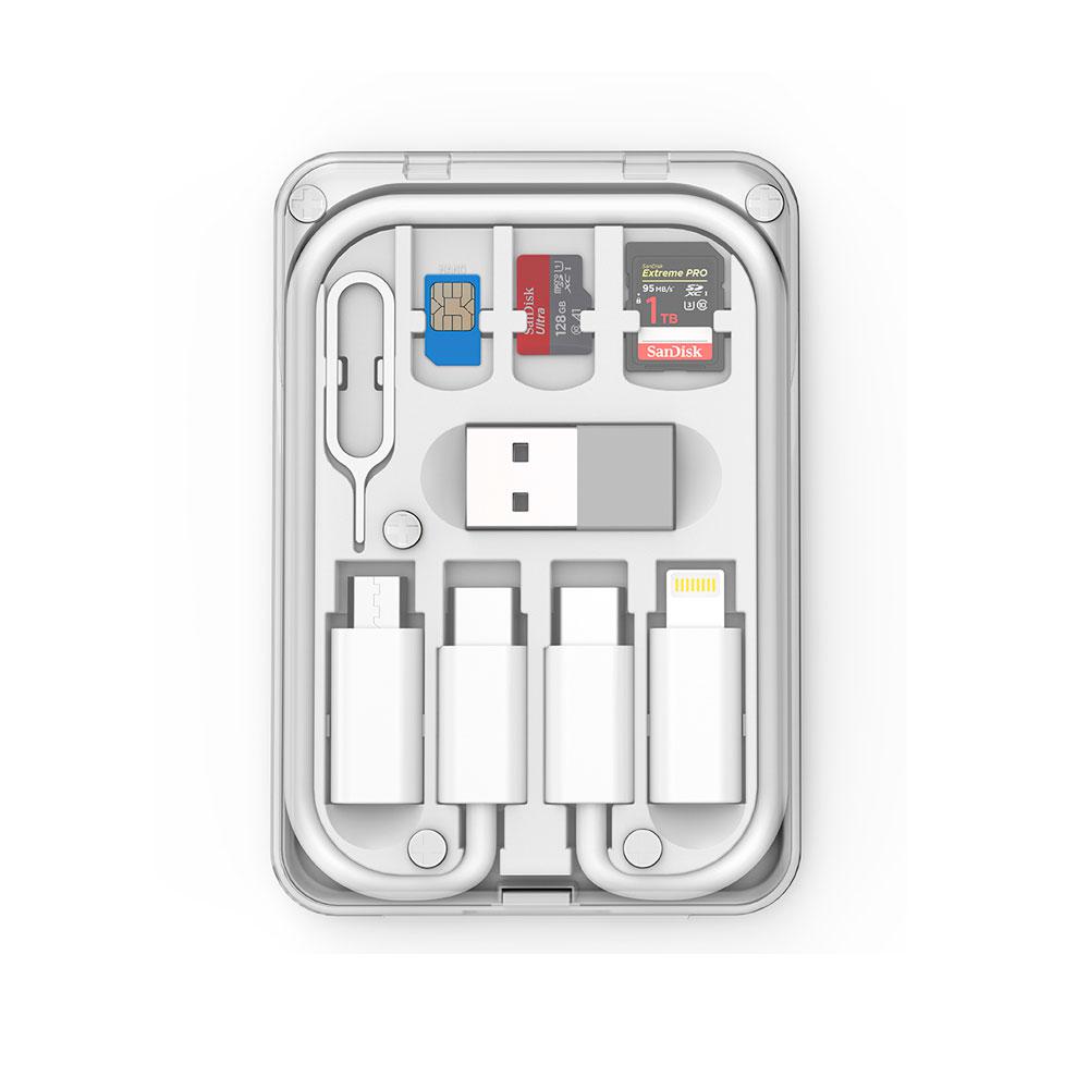 Kit de Cable + Adaptadores de Smartphones NB1508 / Almacenaje de tarjetas / 60W Max / Blanco / One+