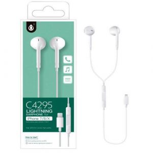 Auriculares + Micro Intrauditivos Aurora c4295 iPhone 7/8/x conexion lightning / 1.2m / blanco