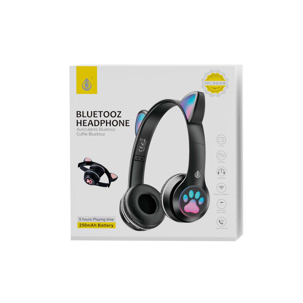 Auriculares Bluetooth Nc3228 Orejas de Gato Negro / 250Mah / MP3 / Fm / MicroSd / Iluminacion Led / One+ - Imagen 2