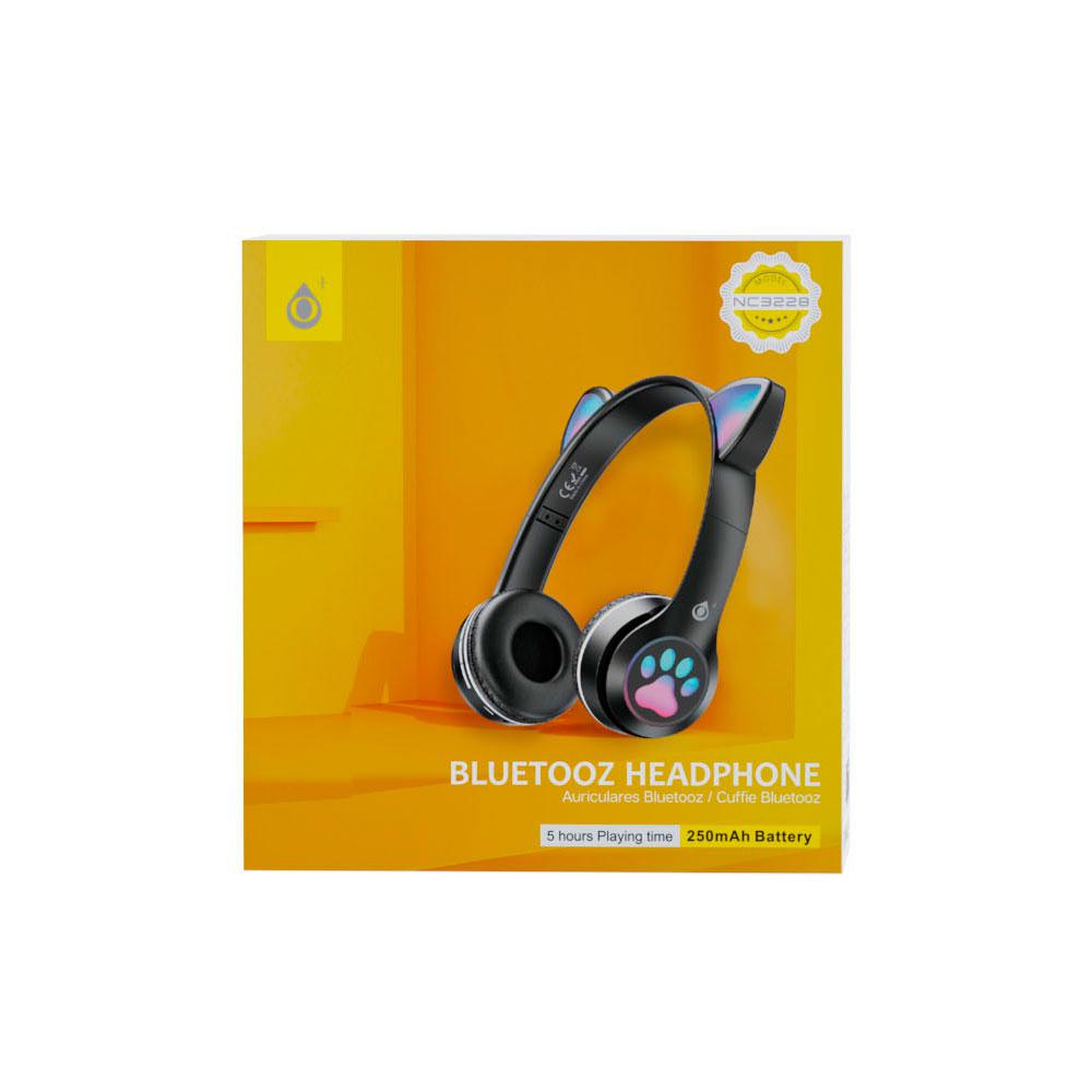 Auriculares Bluetooth Nc3228 Orejas de Gato Negro / 250Mah / MP3 / Fm / MicroSd / Iluminacion Led / One+ - Imagen 3