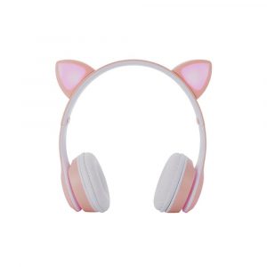 Auriculares Bluetooth Nc3228 Orejas de Gato Rosa / 250Mah / MP3 / Fm / MicroSd / Iluminacion Led / One+