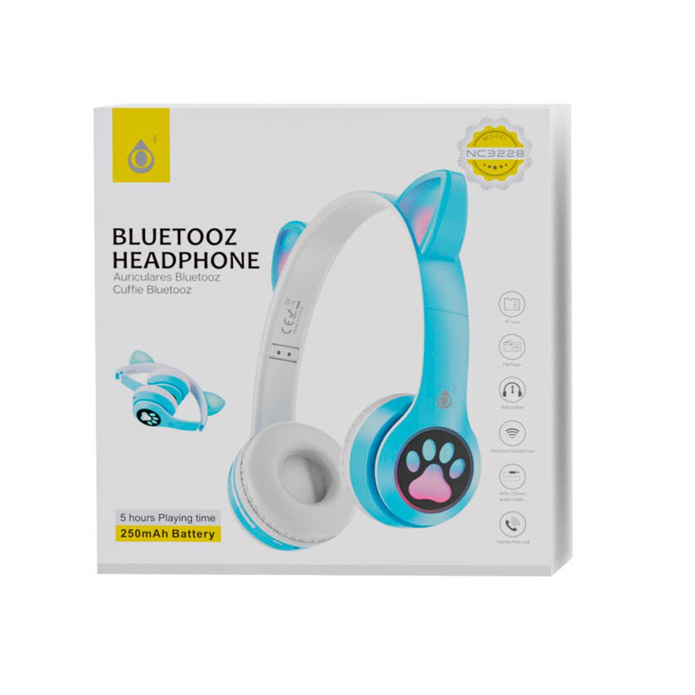 Auriculares Bluetooth Nc3228 Orejas de Gato Azul / 250Mah / MP3 / Fm / MicroSd / Iluminacion Led / One+ - Imagen 2