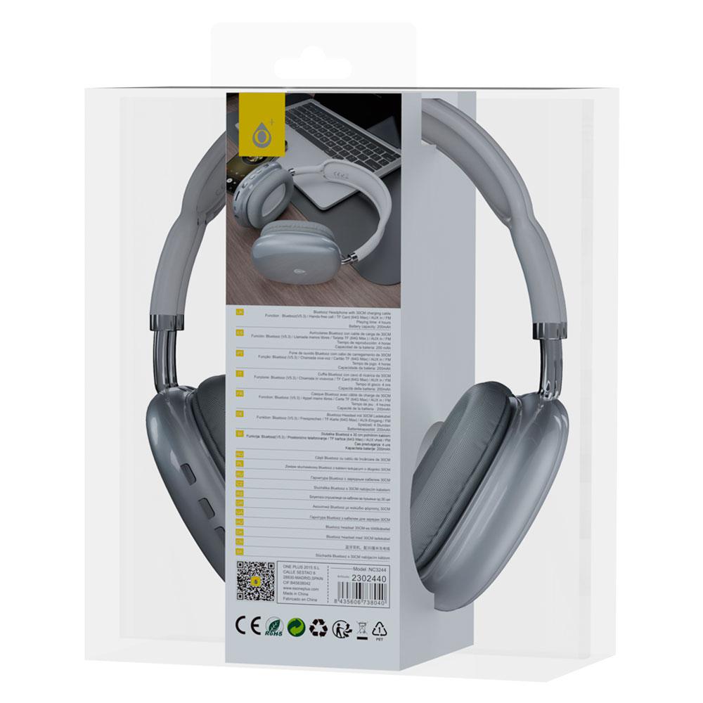 Auriculares Bluetooth 5.3 NC3244 / Mp3 / MicroSD / FM / Gris / One+ 2302440 - Imagen 2