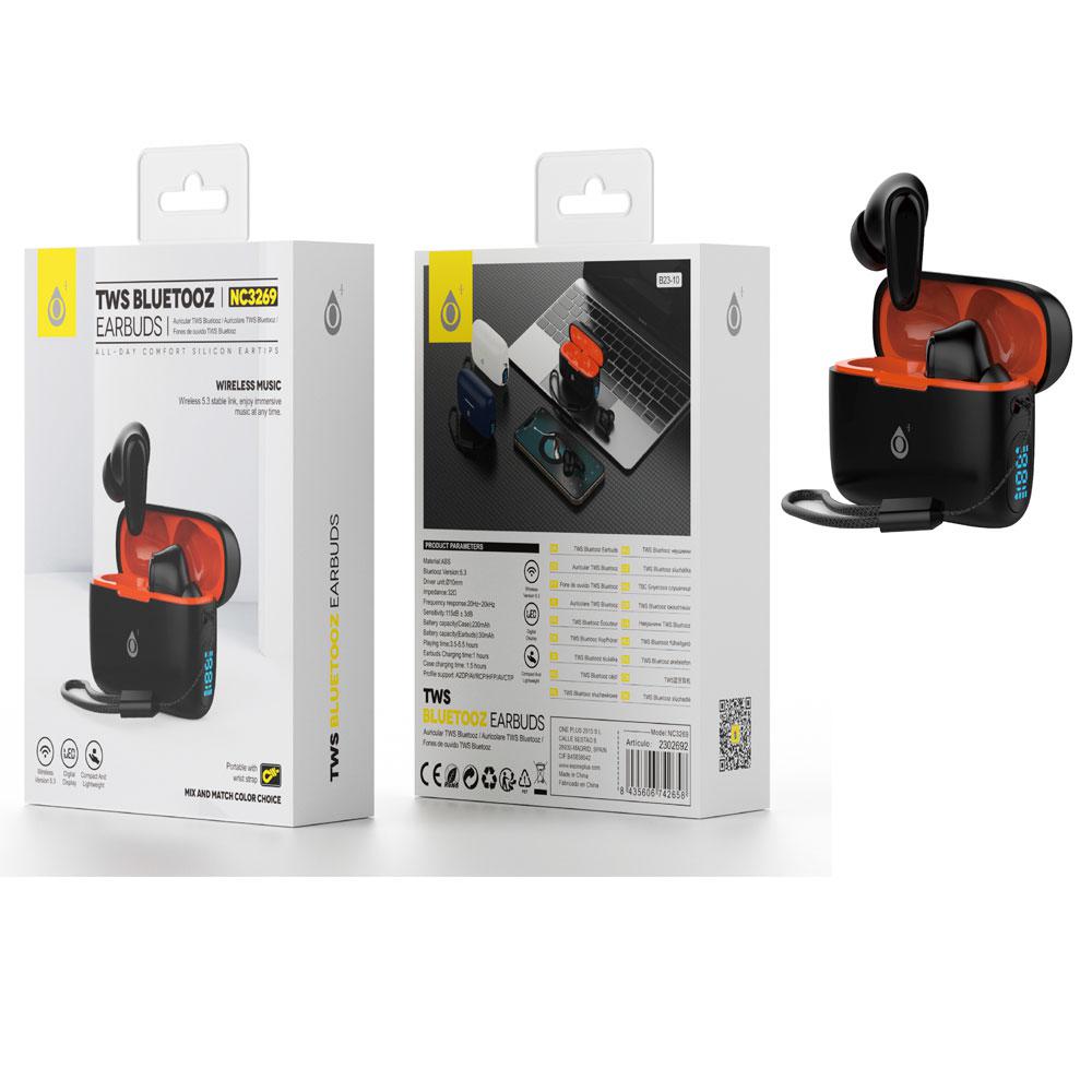 Auriculares Bluetooth 5.3 NC3269 / Tws / Indicador de bateria / 300Mah / Negro / One + / 2302692