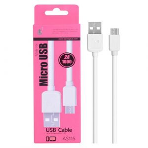 Cable datos USB 2.0 a Micro USB / 1m / 2a / as115 / Blanco / ONE+