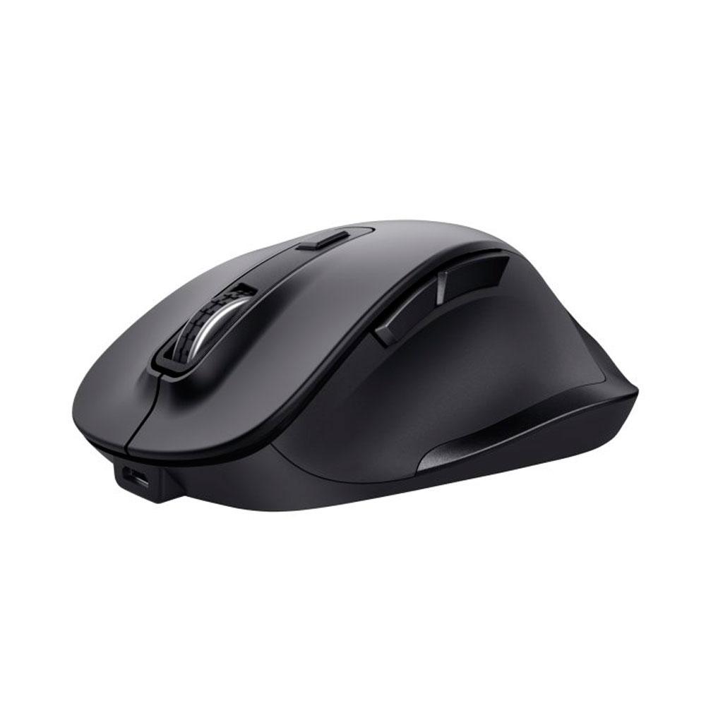 Raton óptico inalambrico Trust Fyda / Ergonomico / Recargable / 2400 dpi / Type-C / 6 Botones / Negro / 24727