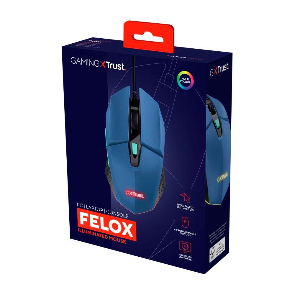 Raton Trust Gaming GXT 109 Felox Azul / 6.400 Dpi / RGB / 6 Botones / 25067 - Imagen 6