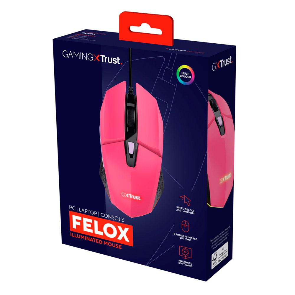 Raton Trust Gaming GXT 109 Felox Rosa / 6.400 Dpi / RGB / 6 Botones / 25068 - Imagen 6