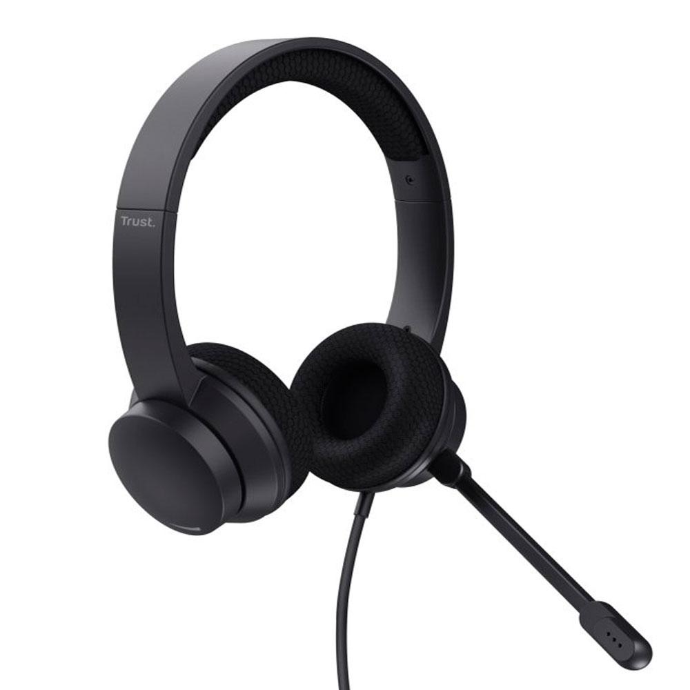 Auriculares Diadema Trust HS-260 / Usb / Cancelacion de ruido / Microfono plegable / Adaptador Type-C / Negro / 25334 - Imagen 2