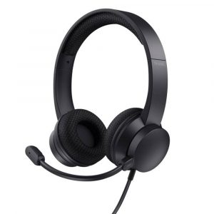 Auriculares Diadema Trust HS-260 / Usb / Cancelacion de ruido / Microfono plegable / Adaptador Type-C / Negro / 25334