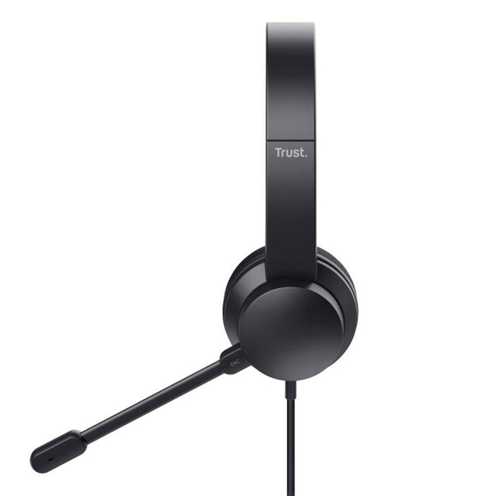 Auriculares Diadema Trust HS-260 / Usb / Cancelacion de ruido / Microfono plegable / Adaptador Type-C / Negro / 25334 - Imagen 4