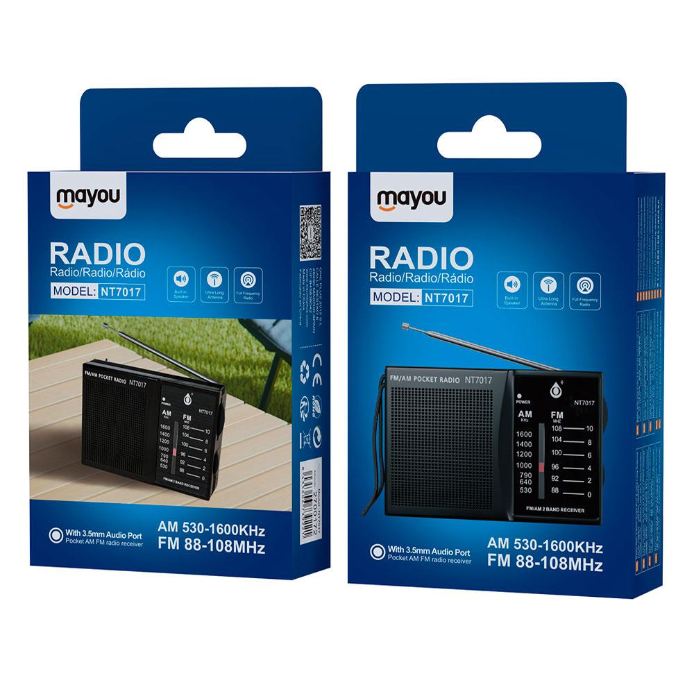 Radio portatil Am-Fm con Antena NT7017 / Altavoz externo / Jack 3.5mm / Negro / Mayou / 2700172 - Imagen 2
