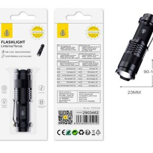Linterna LED NR9346 / funcion zoom / 3 modos de luz / Bateria 1*AA / Negro