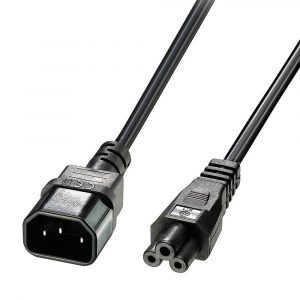 Cable alimentacion red trebol a shuko M/H / C5 a C14 / 1 metro / Negro / 30340