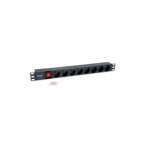 Regleta 8 tomas Equip / Para rack / Con Interruptor / 1.8 m /  Negra / 333283